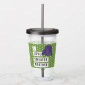 おもしろいアイラブセーターウェザーホワイト水玉模様 アクリルタンブラー (正面)