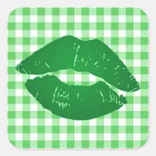 おもしろいアイルランドキスオングリーンジンガムセントパトリックの日 スクエアシール