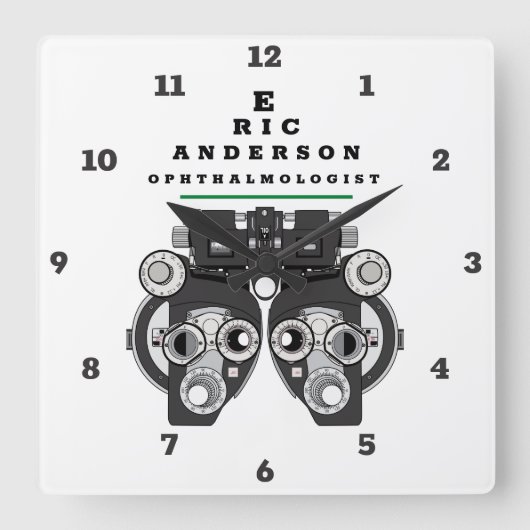 おもしろいアイ気にプロフェッショナル スクエア壁時計 (正面)