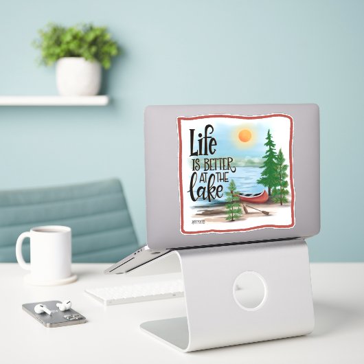 おもしろいアウトドアは湖のインスピリシティでより良い シール (デスク上のノートパソコン)