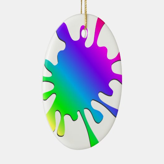 おもしろいアカラフルートレインボー絵を描(ばちゃばちゃ)跳ねる セラミックオーナメント (右)