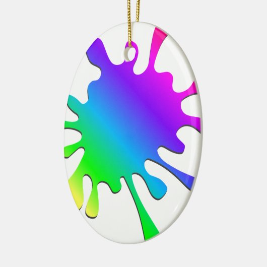 おもしろいアカラフルートレインボー絵を描(ばちゃばちゃ)跳ねる セラミックオーナメント (左)