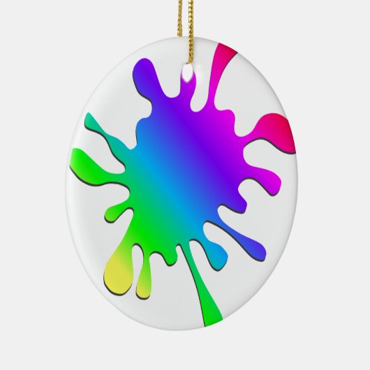 おもしろいアカラフルートレインボー絵を描(ばちゃばちゃ)跳ねる セラミックオーナメント (右)