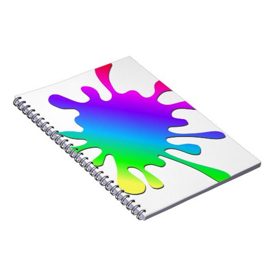 おもしろいアカラフルートレインボー絵を描(ばちゃばちゃ)跳ねる ノートブック (右側)