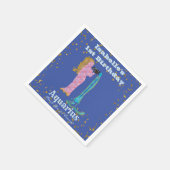 おもしろいアクエリアスファースト誕生日&金ゴールド紙吹雪 スタンダードカクテルナプキン (角)