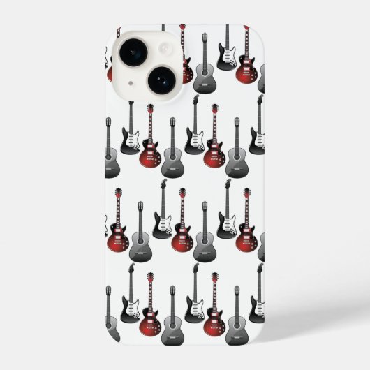 おもしろいアコースティックエレクトリックギター音楽パターンデザイン iPhoneケース (裏面)