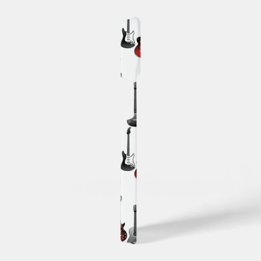 おもしろいアコースティックエレクトリックギター音楽パターンデザイン iPhoneケース (右側面)