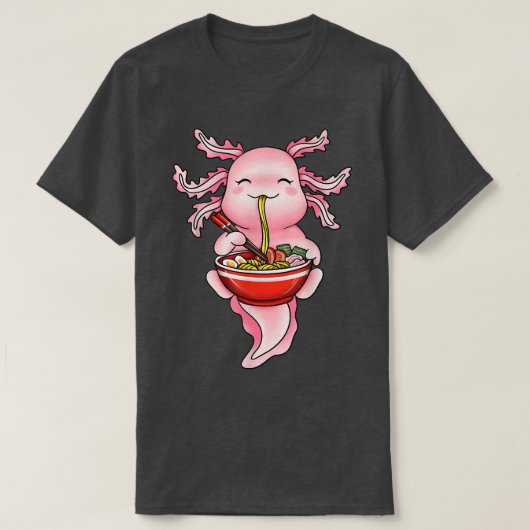 おもしろいアソロ食べルラーメン日本のかわいい行く Tシャツ (デザイン正面)