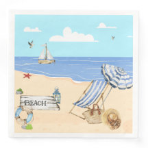 おもしろいアットザビーチブルーアクアウォーターカラーシーン