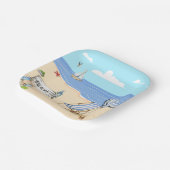 おもしろいアットザビーチブルーアクアウォーターカラーシーン ペーパープレート (傾斜あり)