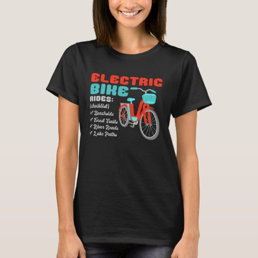 おもしろいアドベンチャーE自転車でElecに乗って探索 Tシャツ (正面)