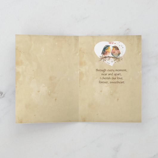 おもしろいアニバーサリースウィートラブバードユーモア カード (内部)