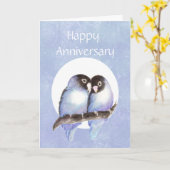 おもしろいアニバーサリーラブバードユーモア カード (黄色い花)