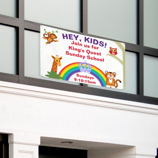 おもしろいアニマルサンデースクールバナー 横断幕 (ビルの外側)