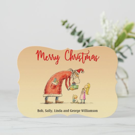 おもしろいアニメのサンタがクリスマスに贈り物ファンシーを シーズンカード (スタンド正面)