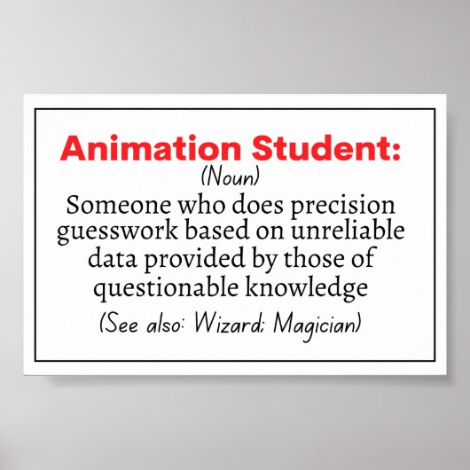 おもしろいアニメーションの学生定義 ポスター (正面)