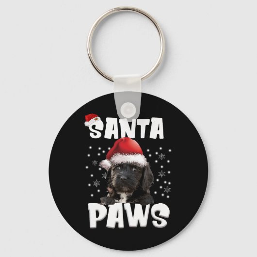 おもしろいアポのクリスマスライトツリー犬の恋人クリスマス キーホルダー (正面)