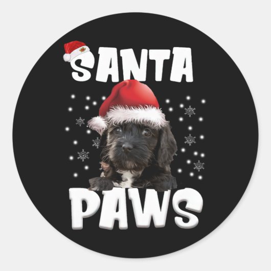 おもしろいアポのクリスマスライトツリー犬の恋人クリスマス ラウンドシール (正面)