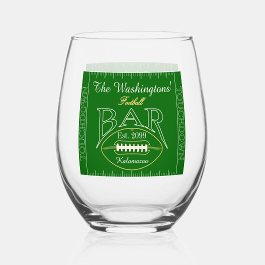 おもしろいアメリカンフットボールバー飲み物用品カクテル ステムなしワイングラス (正面)