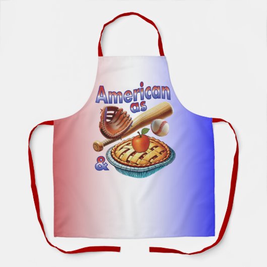 おもしろいアメリカンAs Baseball & Apple Pie エプロン (正面)
