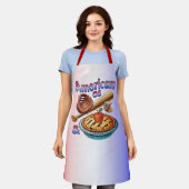 おもしろいアメリカンAs Baseball & Apple Pie エプロン (着用した状態)