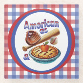 おもしろいアメリカンAs Baseball & Apple Pie ガラスコースター (正面)