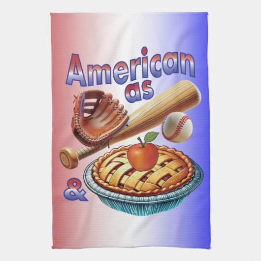 おもしろいアメリカンAs Baseball & Apple Pie キッチンタオル (縦)