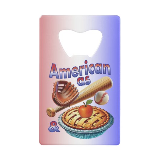 おもしろいアメリカンAs Baseball & Apple Pie クレジットカード栓抜き (正面)