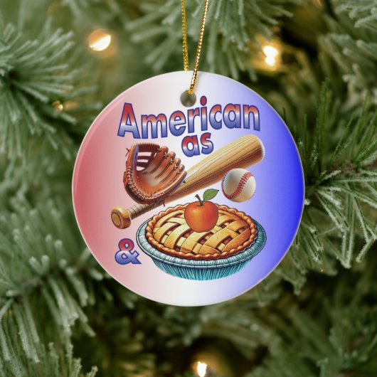 おもしろいアメリカンAs Baseball & Apple Pie セラミックオーナメント (ツリー)