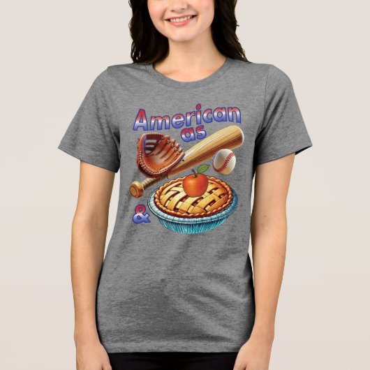 おもしろいアメリカンAs Baseball & Apple Pie トライブレンドＴシャツ (正面)