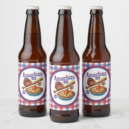 おもしろいアメリカンAs Baseball & Apple Pie ビールラベル (ボトル)