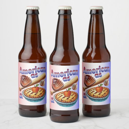 おもしろいアメリカンAs Baseball & Apple Pie ビールラベル (ボトル)