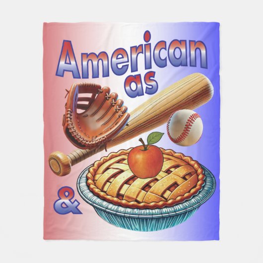 おもしろいアメリカンAs Baseball & Apple Pie フリースブランケット (正面)