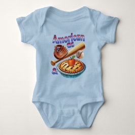 おもしろいアメリカンAs Baseball & Apple Pie ベビーボディスーツ