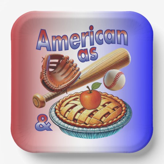 おもしろいアメリカンAs Baseball & Apple Pie ペーパープレート (正面)