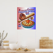 おもしろいアメリカンAs Baseball & Apple Pie ポスター (キッチン)