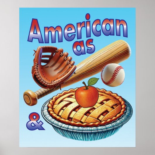 おもしろいアメリカンAs Baseball & Apple Pie ポスター (正面)