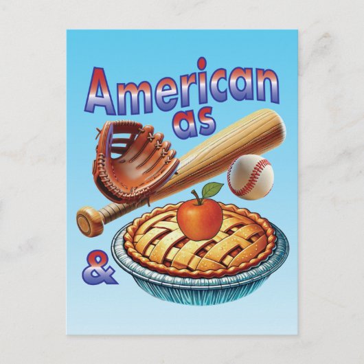 おもしろいアメリカンAs Baseball & Apple Pie ポストカード (正面)