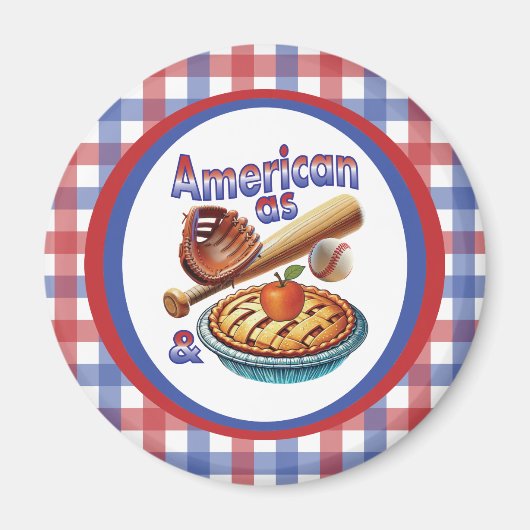 おもしろいアメリカンAs Baseball & Apple Pie マグネット (正面)