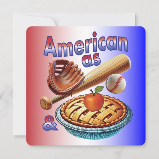 おもしろいアメリカンAs Baseball & Apple Pie 招待状 (正面)