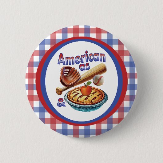 おもしろいアメリカンAs Baseball & Apple Pie 缶バッジ (正面)