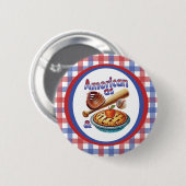 おもしろいアメリカンAs Baseball & Apple Pie 缶バッジ (正面&裏面)