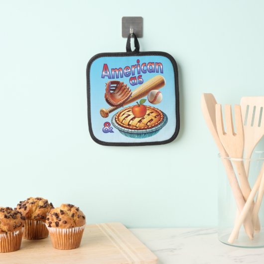 おもしろいアメリカンAs Baseball & Apple Pie 鍋敷き (インサイチュ (吊り下げ))