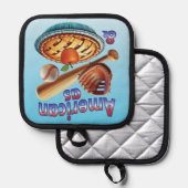 おもしろいアメリカンAs Baseball & Apple Pie 鍋敷き (正面/裏面)