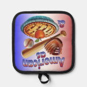 おもしろいアメリカンAs Baseball & Apple Pie 鍋敷き (正面)