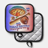 おもしろいアメリカンAs Baseball & Apple Pie 鍋敷き (正面/裏面)