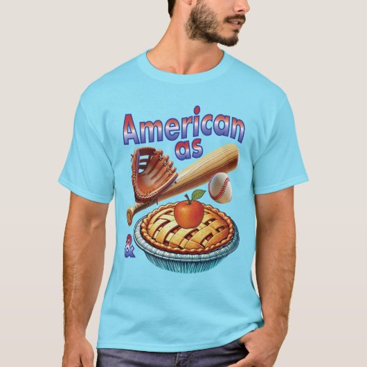おもしろいアメリカンAs Baseball & Apple Pie Tシャツ (正面)