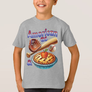 おもしろいアメリカンAs Baseball & Apple Pie Tシャツ