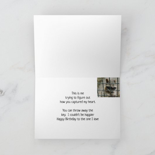 おもしろいアライグマあなたが私のハートをキャプチャあなたを カード (内部)