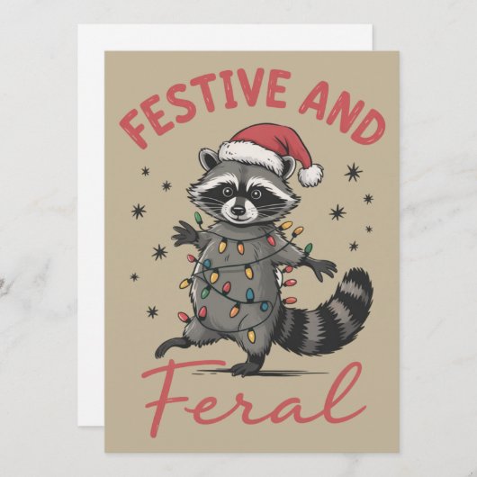 おもしろいアライグマのクリスマス野生のミーム Xmas シーズンカード (正面/裏面)